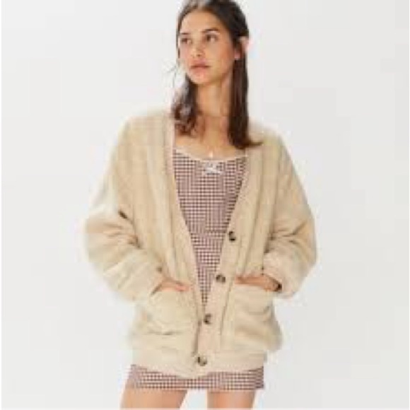 Urban Outfitters Jackets & Blazers - Urban Outfitters Cream Teddy Jacket